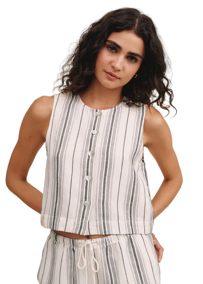 Sleeveless Button Front Top