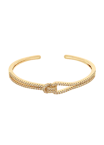 Layered & Pave CZ Cuff Bracelet-Gold/Clear