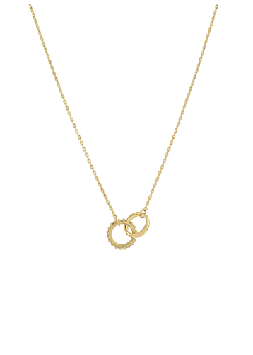Linked Pave Ring Necklace-Gold