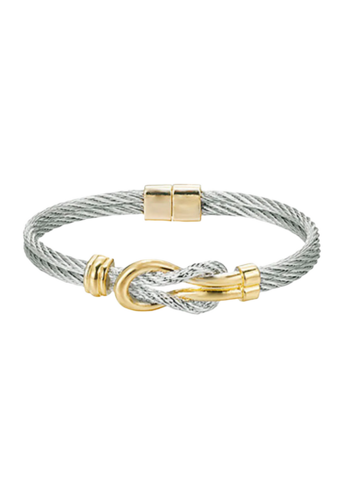 Textured Love Knot Bangle Bracelet
