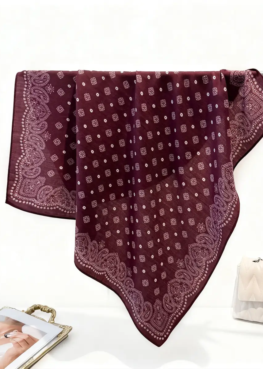 Paisley Herringbone Pattern Silk Scarf
