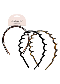 Zig Zag Headband 2 Pc. - Black & Tortoise