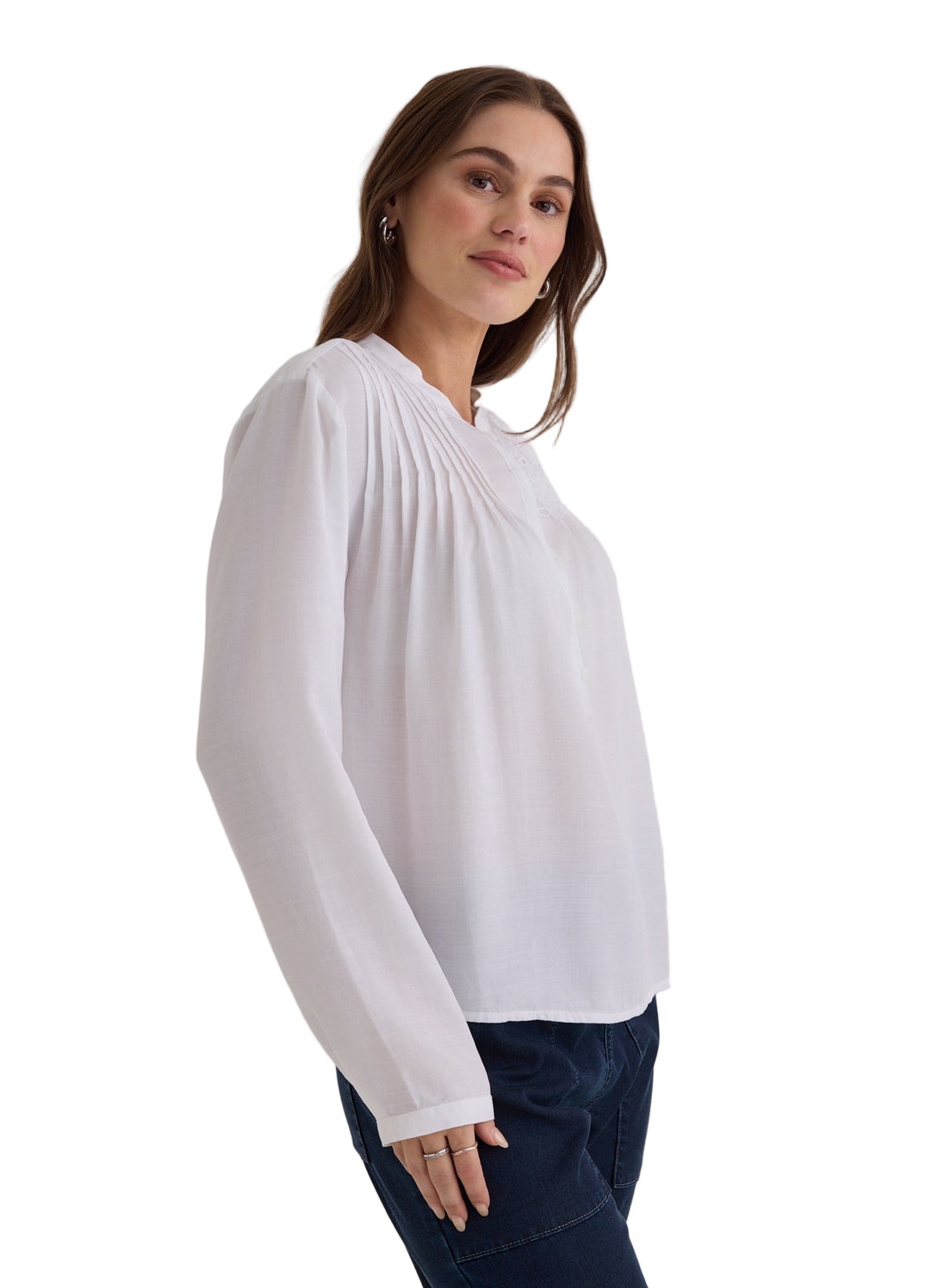 Long Sleeve Pintuck Pullover