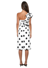 Cailyn One Shoulder Ruffle Midi Dress