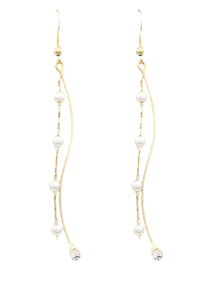 Pearl & Curved Bar Earrings