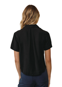 Short Sleeve Flowy Button Down - Vintage Black
