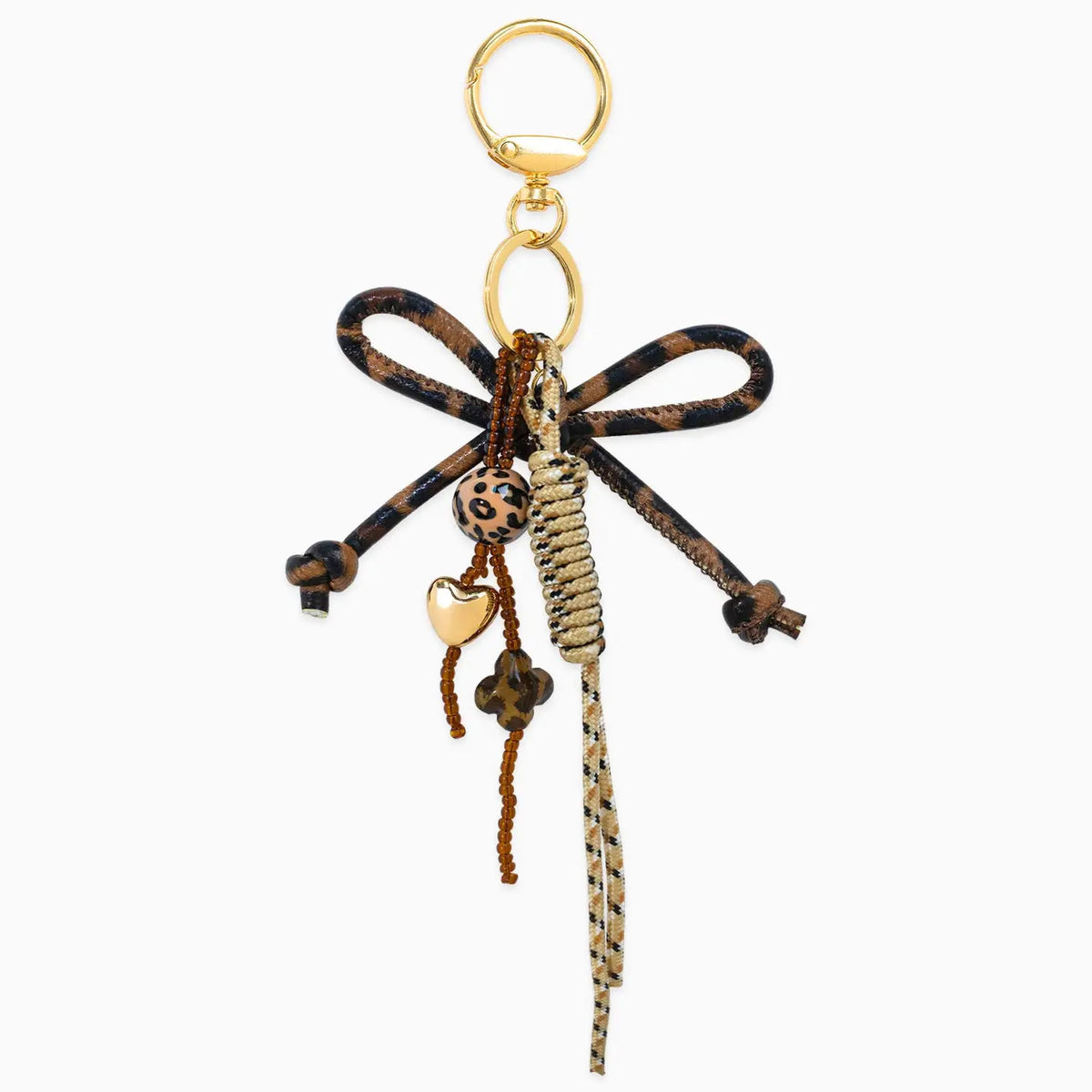 Leather Leopard Rope Knot Dangle Bag Charm