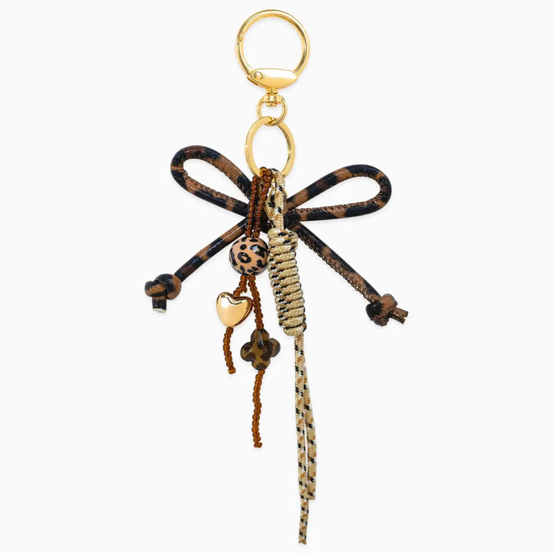 Leather Leopard Rope Knot Dangle Bag Charm