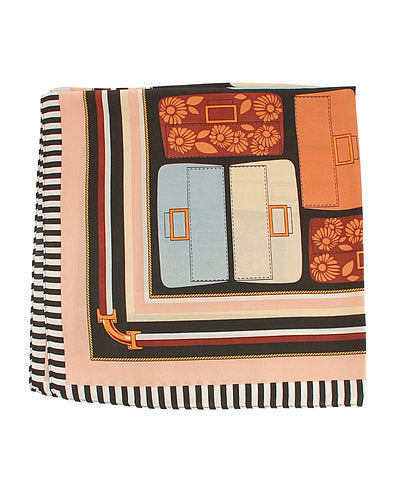 Multi Print Bandana Scarf - Brown/Bag