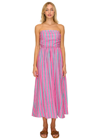 Raspberry Drift Tube Midi Dress