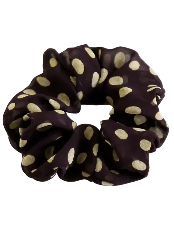 Vintage Polka Dots Ruffled Scrunchy