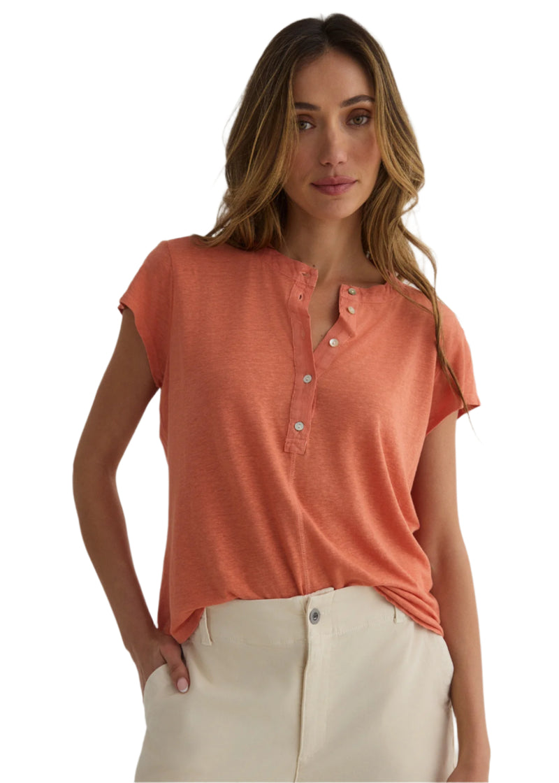 Short Sleeve Placket Pullover