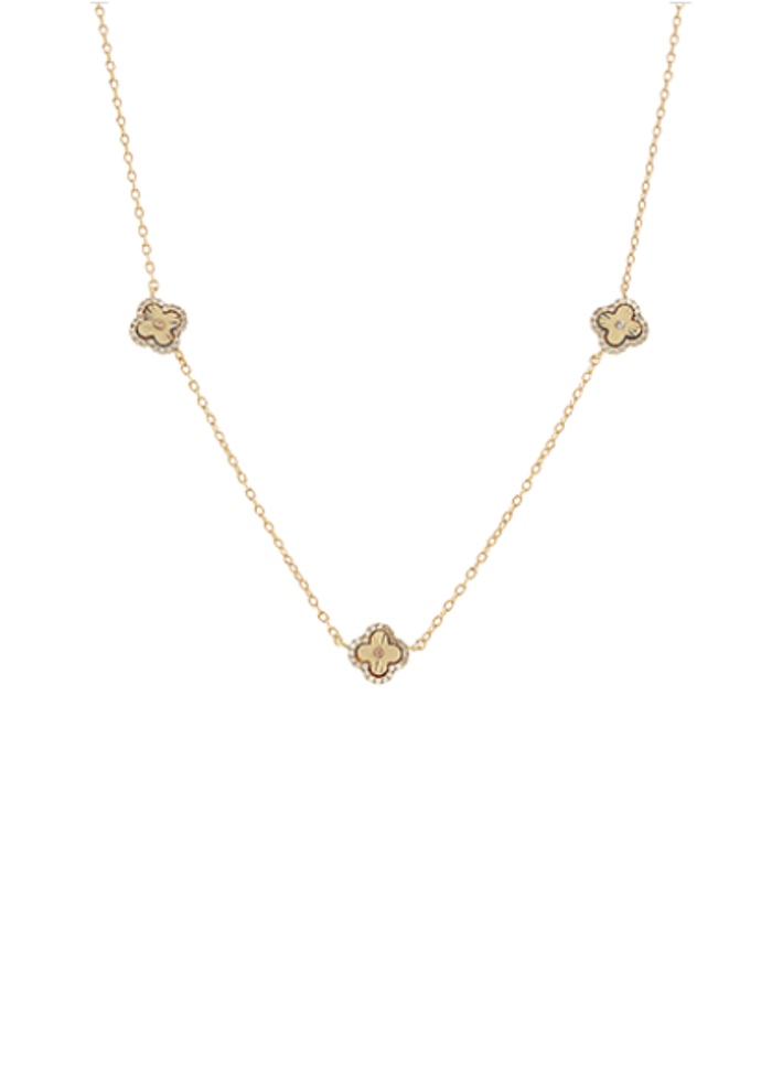 Pave Clover Station Necklace