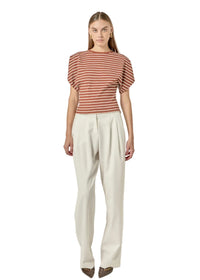 Wing Sleeve Striped Knit Top