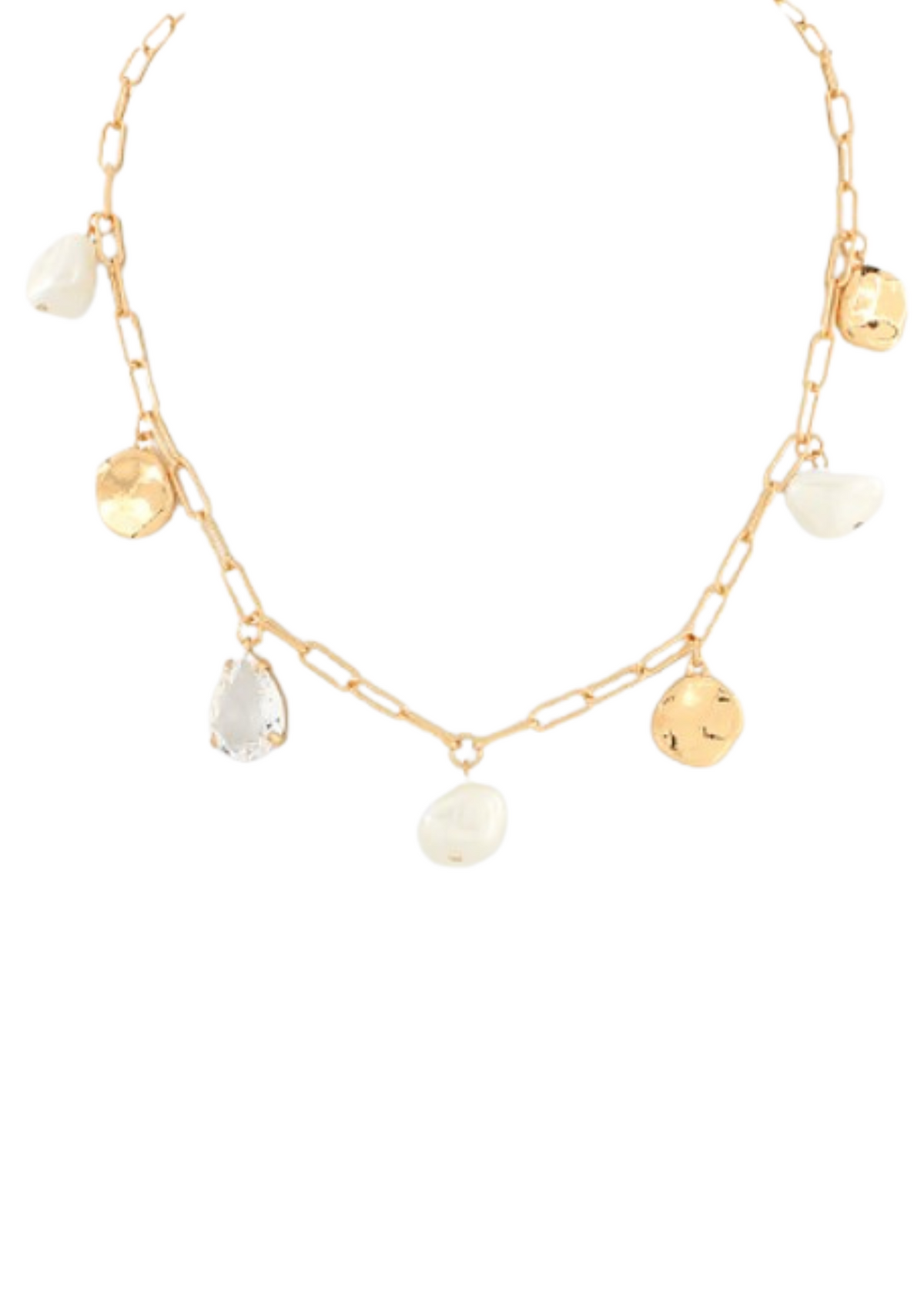 Glass & Metal Charm Necklace