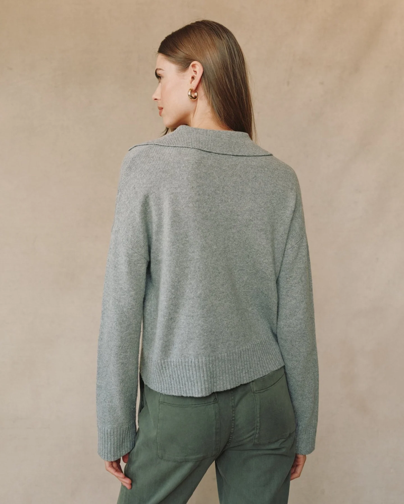 Pullover Sweater w/ Collar, Heather Moon