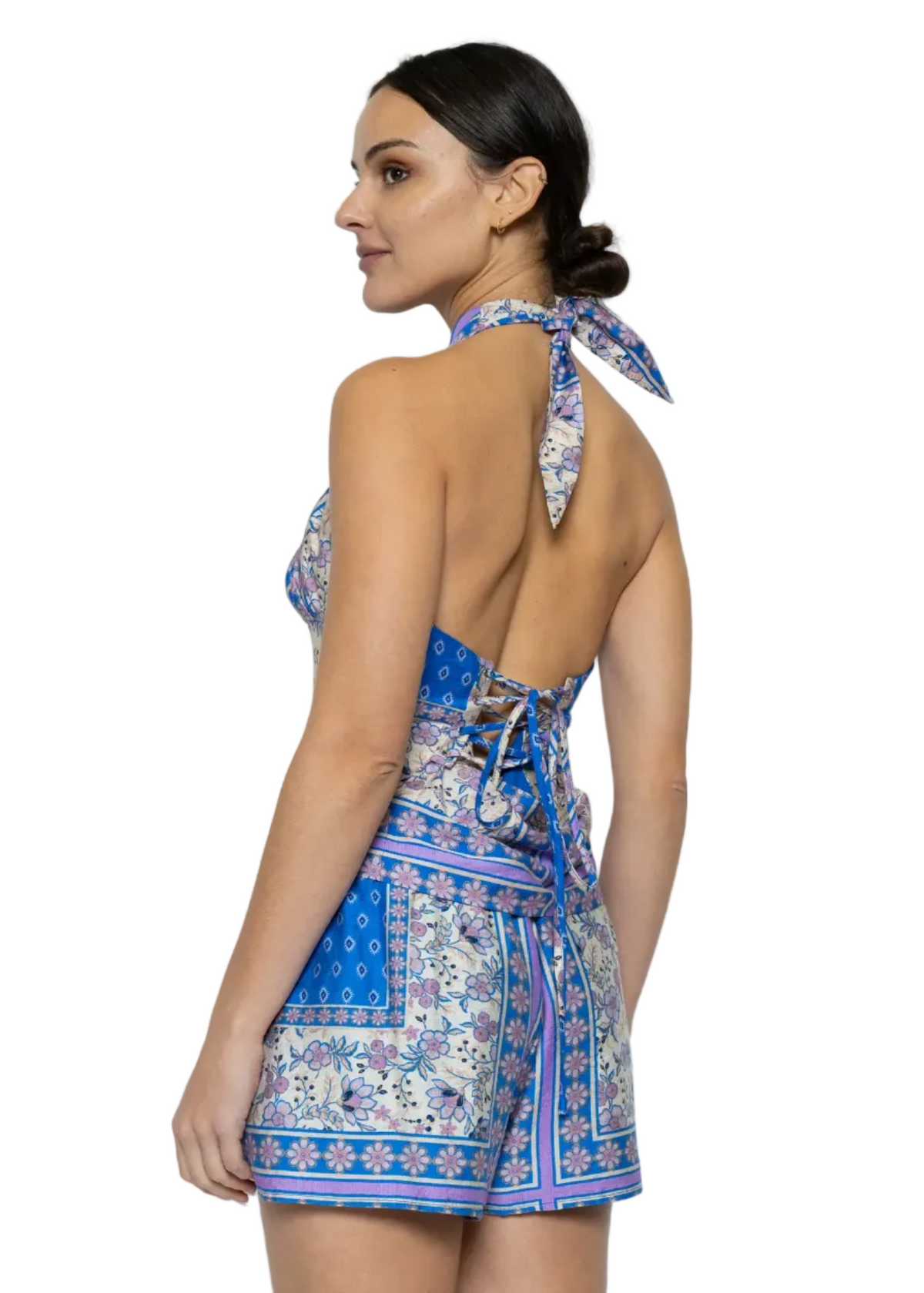 Floral Border Scarf Halter Top