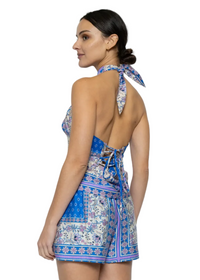 Floral Border Scarf Halter Top