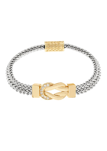 Twotone Pave CZ Knot Bracelet