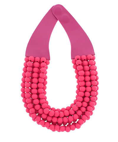 Wood Bead Statement Collar Necklace