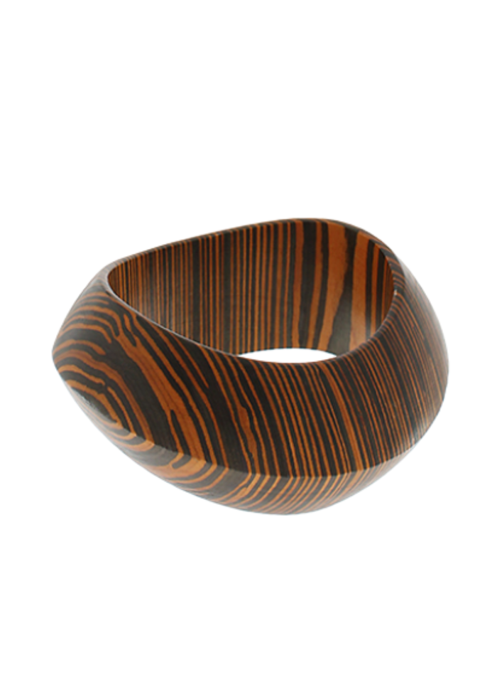 Patterned Wood Bangle Bracelet