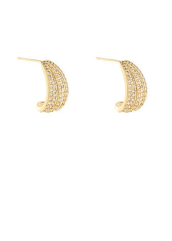 Pave CZ Teardrop Half Hoops - Clear/Gold