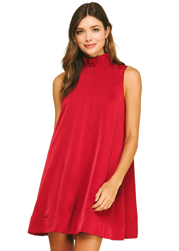 Mock Neck Solid Mini Dress