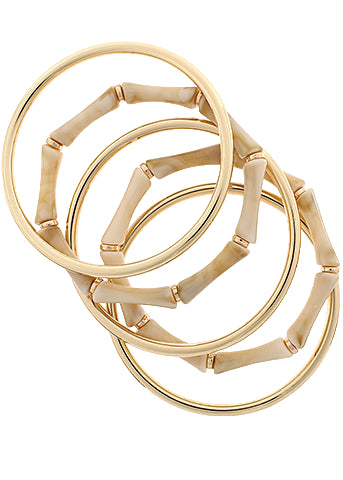 5 Row Bamboo Shape & Bangle Bracelet Set