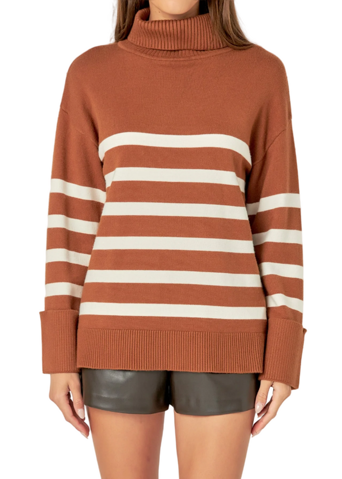 Turtle Neck Striped Sweater