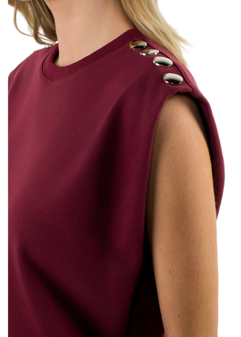 Metal Button Shoulder Sleeveless Top