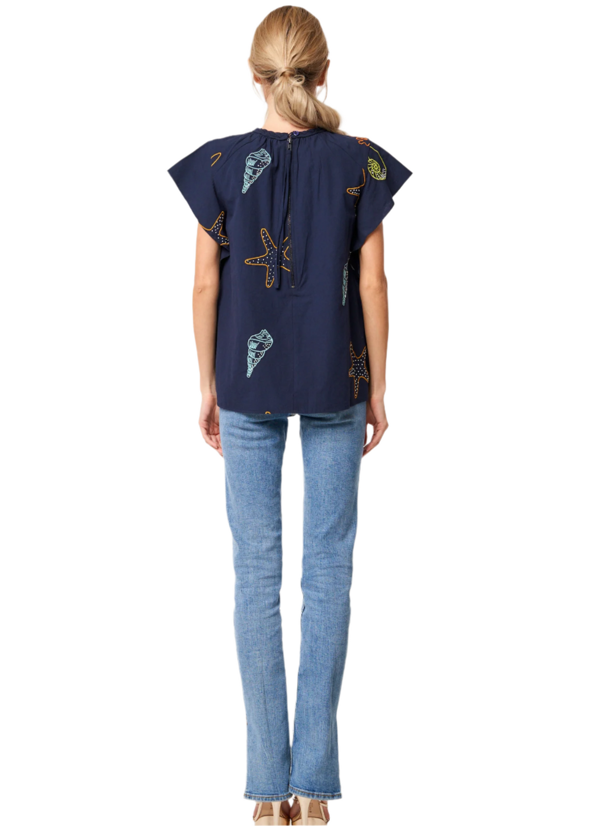 Rae Ocean Embroidered Top