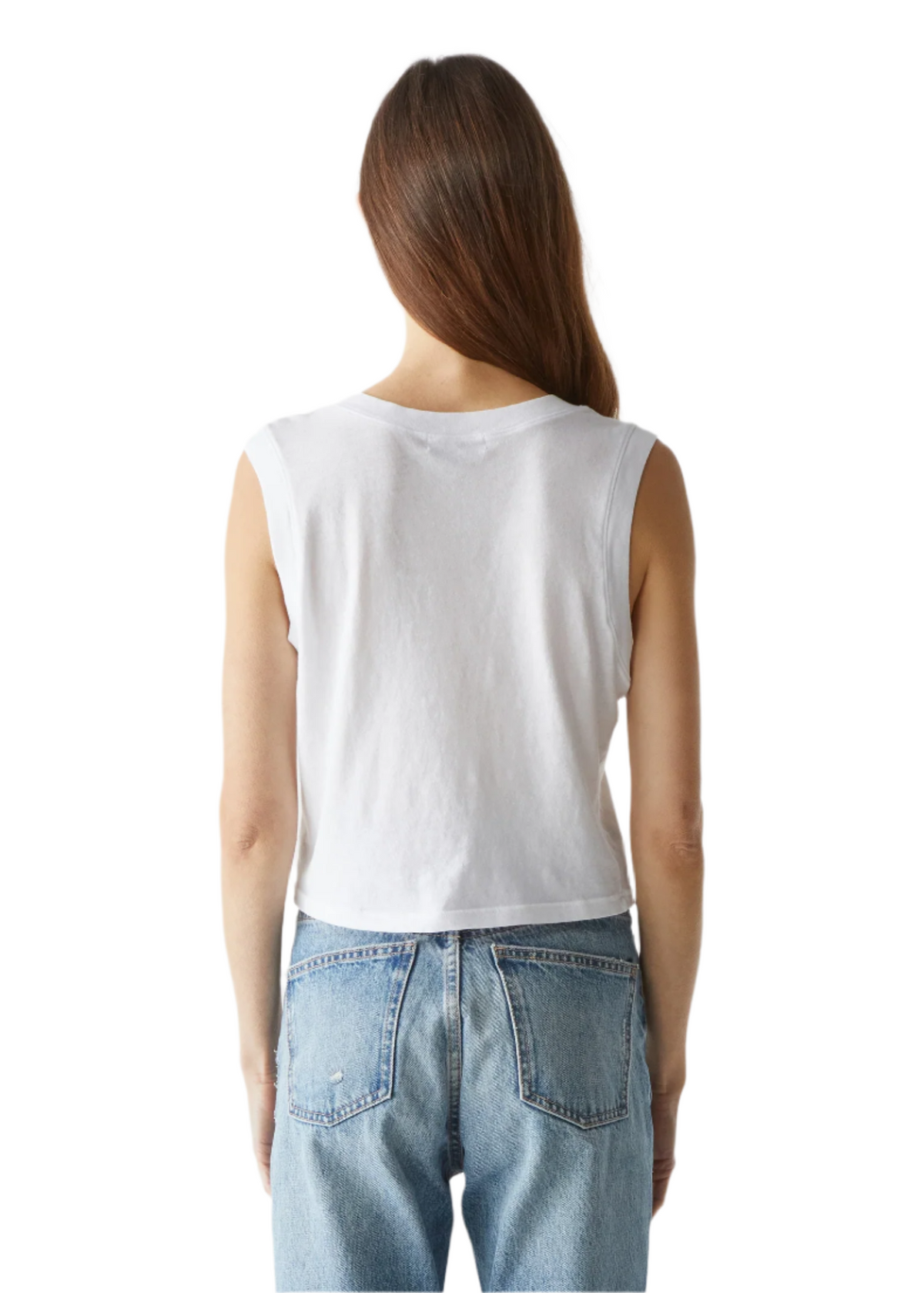 Johnnie Cropped Crew Neck Tank with Rib Trim