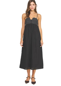 Top Stitch Bustier Linen Midi Dress