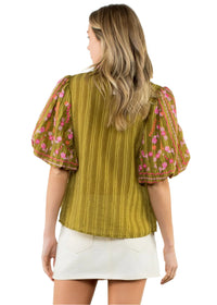Daisy Puff Sleeve Textured Top