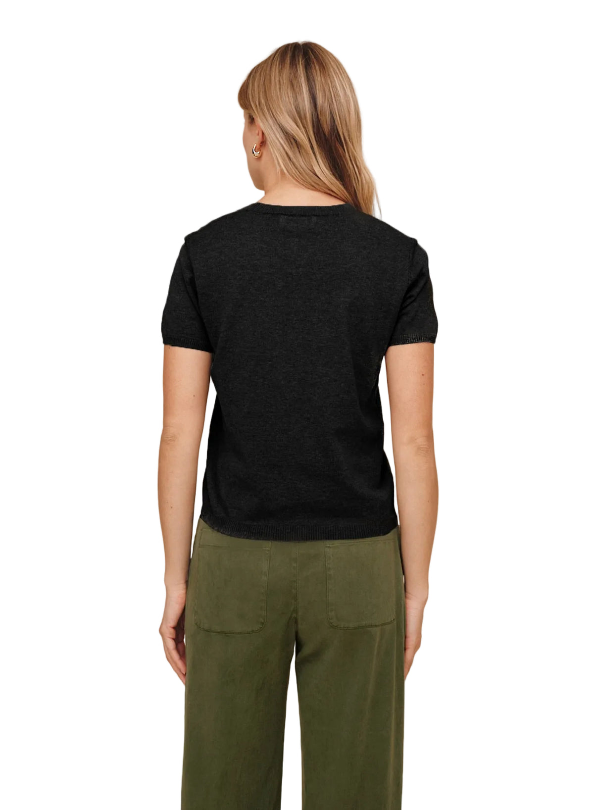 Short Sleeve Crew Neck Knit Top