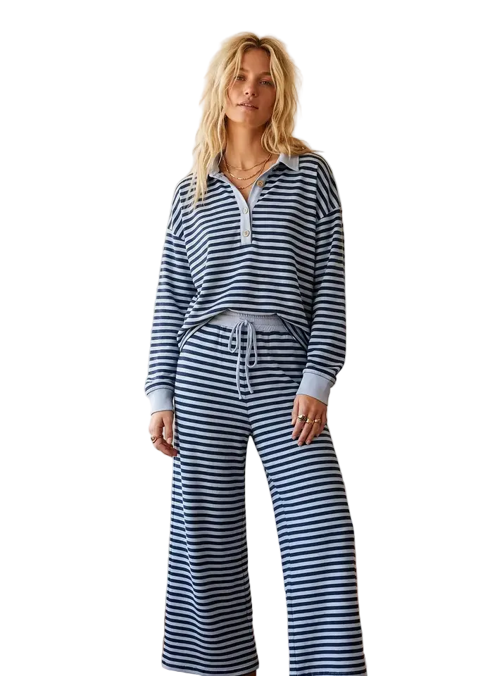 Soft Touch Striped Wide Leg Set