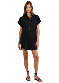 Roll Sleeve Pocket Shirt Dress