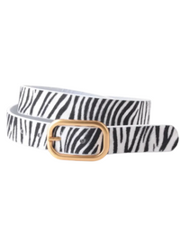 Animal Print Belt with Rectangular Buckle