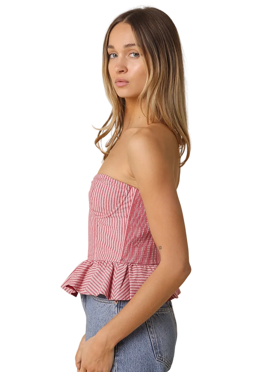 Melly Striped Peplum Tube Top