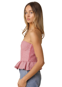 Melly Striped Peplum Tube Top