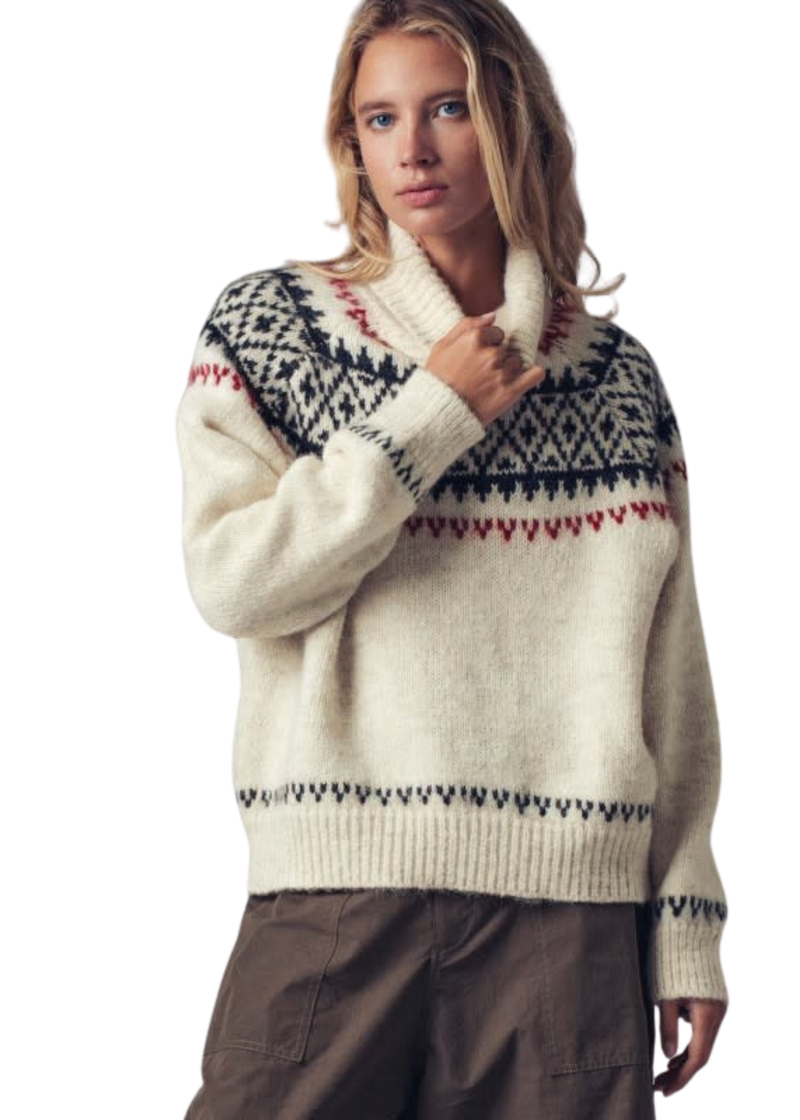 Nordic Fair Isle Wool Turtle Neck Sweater