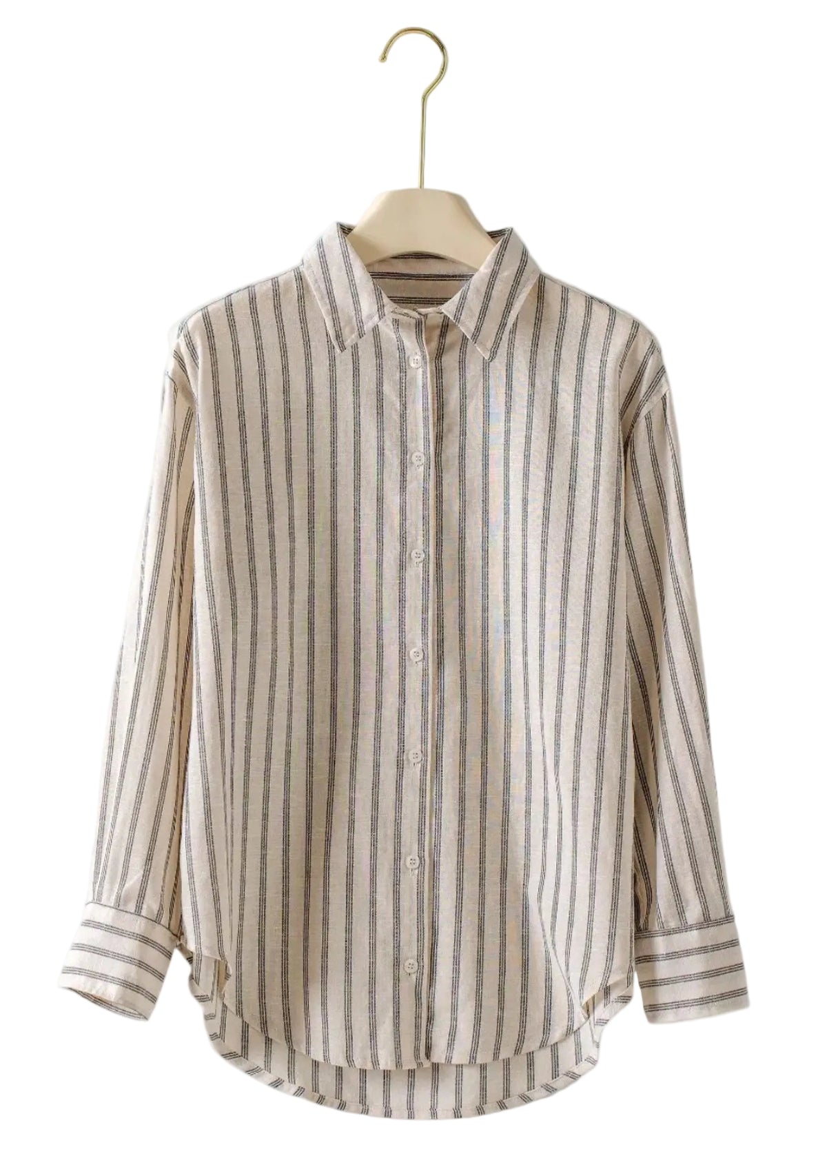 Linen Stripe Button-Up Shirt