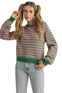 Geometric Stripe Knit Sweater