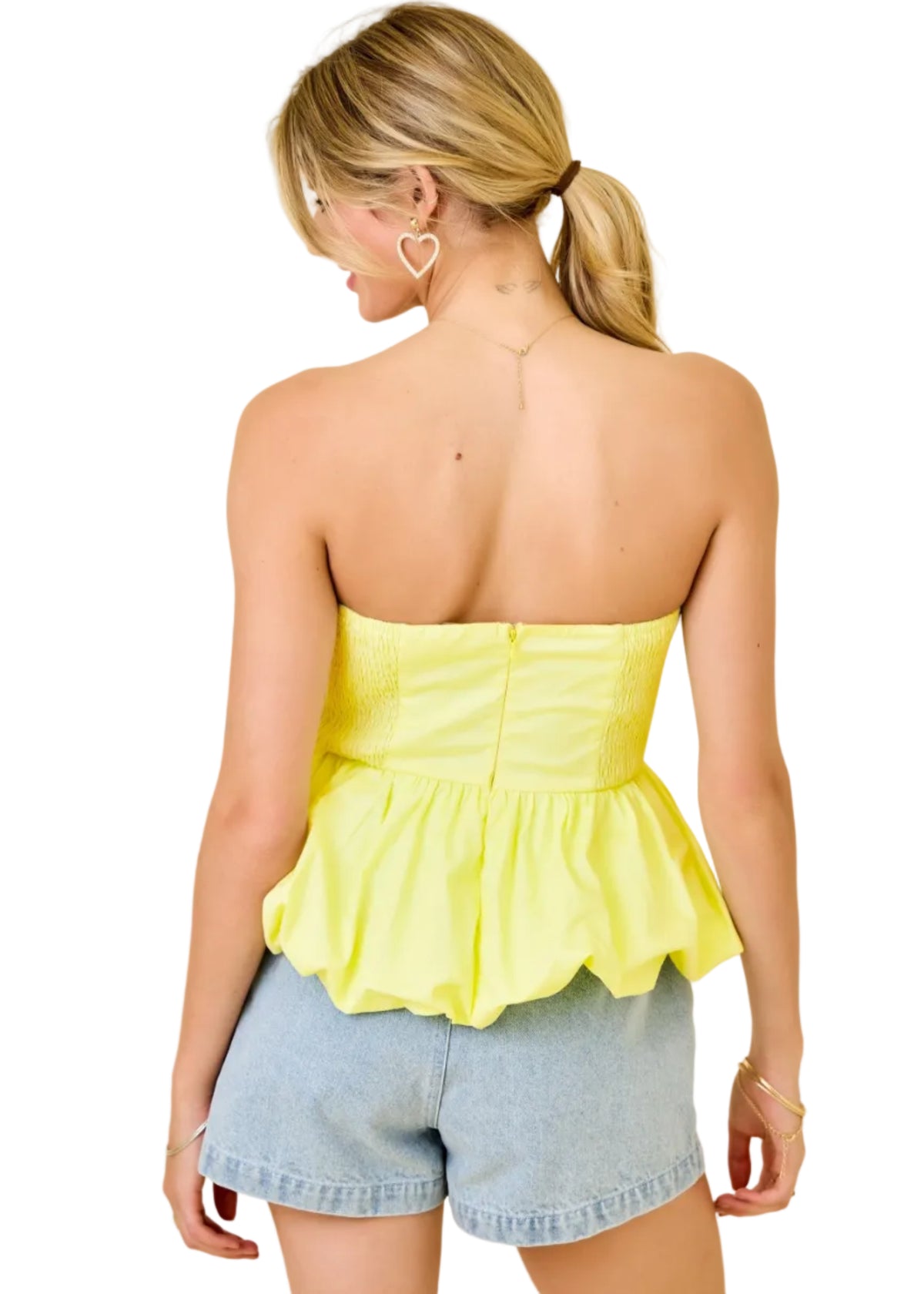 Strapless Sweetheart Peplum Bubble Top