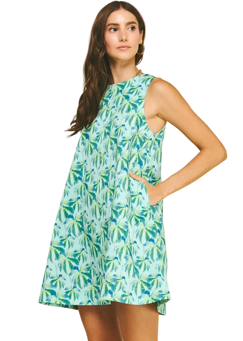 Tropical Print A-Line Mini Dress