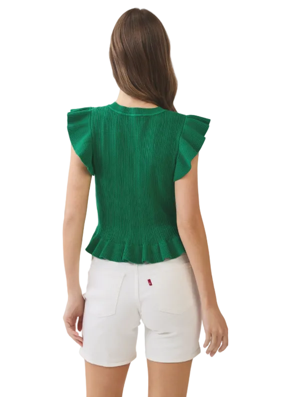 Ruffled Hem Ribbed Knit Top