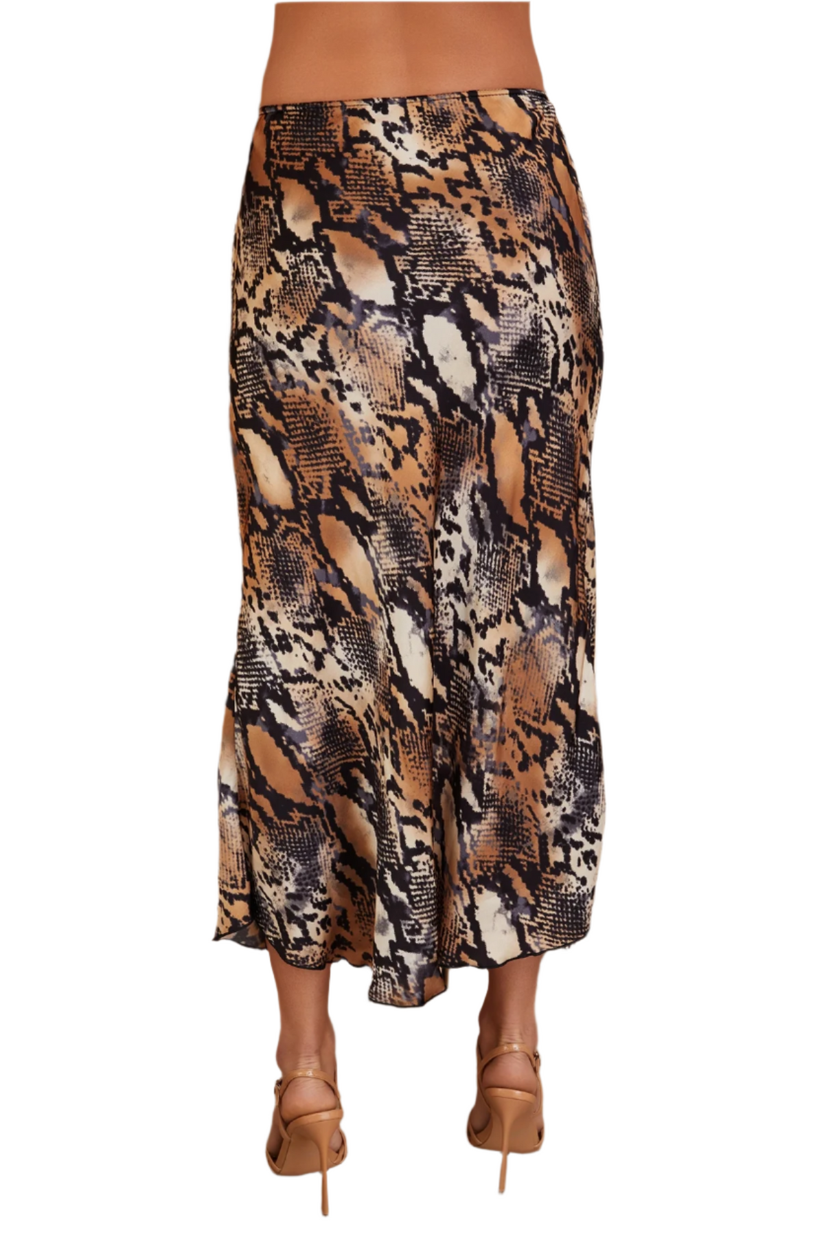 Digital Snake Print Silky Skirt