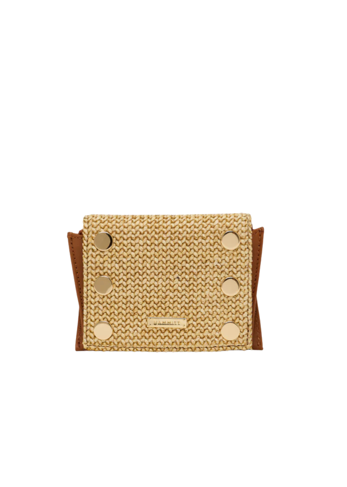 Allen Wallet - Cocoa Raffia/Gold