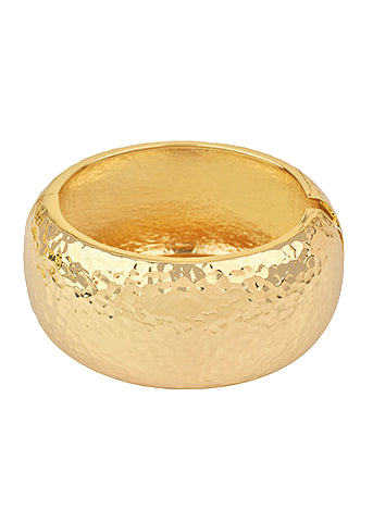 Hammered Metal Hinged Bangle Bracelet