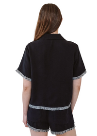 Short Sleeve Fray Trim Shirt
